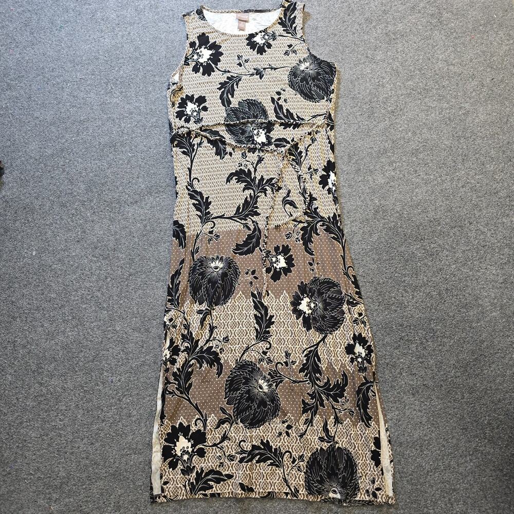 Chicos Dress Womens Size Large Brown Floral Maxi Stretchy Sheath Capsule Casual - Picture 2 of 9